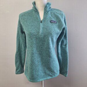 Patagonia Quarter Zip Pullover Womens M Sweatshirt‎ Gorp Core Teal Blue Fleece